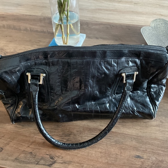 Genuine Black Leather Eel Skin Doctor Handbag - Picture 2 of 2